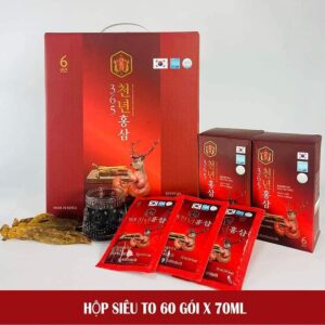 Nước Hồng Sâm Nhung Hươu Linh Chi 365 Hàn Quốc Hộp 60 Gói x 70ml